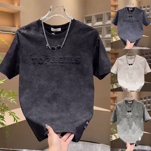 潮牌aeae新款男士短袖T恤潮流宽松圆领字母印花夏季休闲百搭上衣