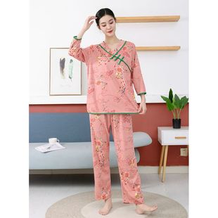 国风元素原创居家两件套2024秋冬网红磨毛微厚新中式盘扣套装外穿