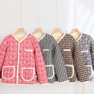 秋冬格子小香风棉服加厚夹丝棉外套简约百搭外搭坎肩保暖不臃肿
