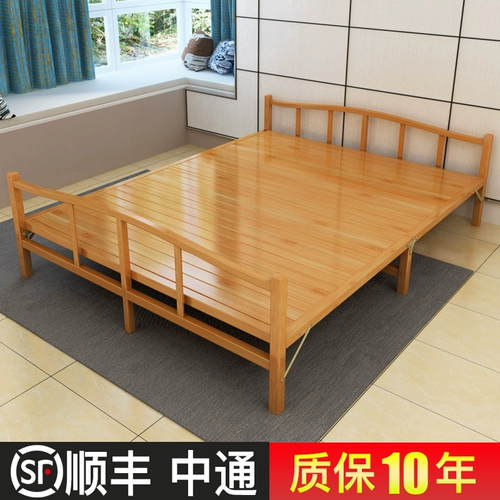 [竹床折叠床单人双人午休午睡简易家用成人租房凉床竹子实木硬板床]