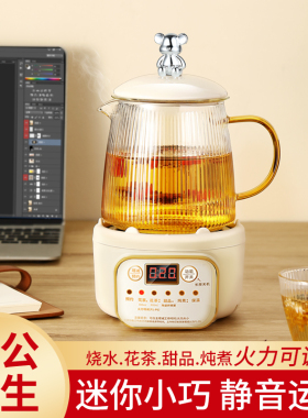 迷你养生壶办公室小型熊盖家用煮茶壶2023新款煮茶器烧水壶养生杯