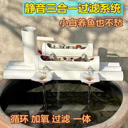 瓷缸鱼缸过滤器家用养鱼专用水循环自动增氧系统鱼盆流水器生态缸