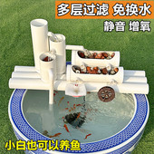 陶瓷鱼缸过滤器喷泉造景自动制氧过滤一体机静音瀑布式 鱼盆流水器