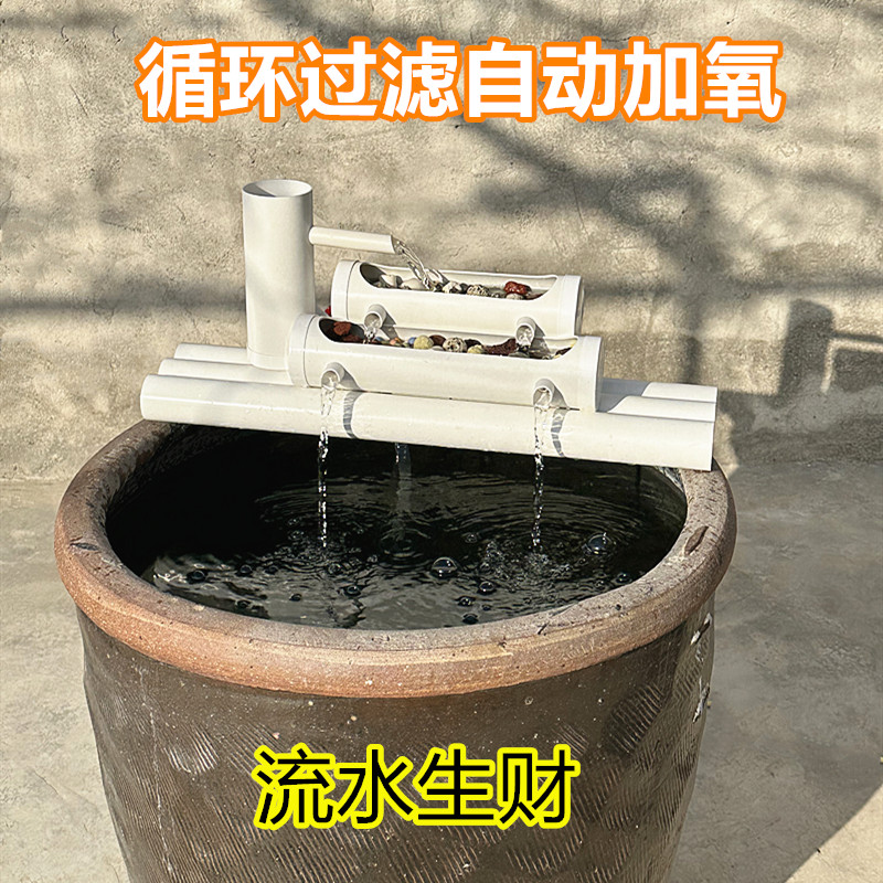 小型瓷缸过滤设备养鱼水循环