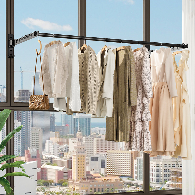 向上左右折叠太空铝晾衣架