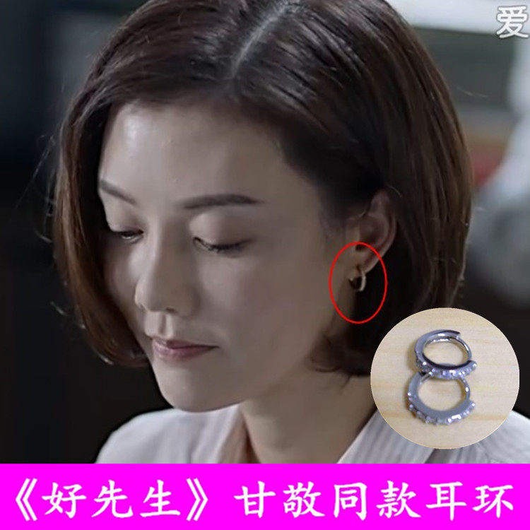 好先生甘敬同款耳环 925韩版单排钻耳环耳饰 生日礼物送好友闺密