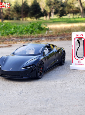 1:24特斯拉R合金汽车模型声光回力敞篷新能源跑车摆件儿童玩具车