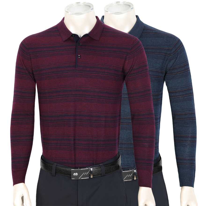 秋冬厚款大码条纹爸爸装长袖t恤