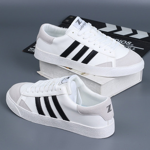 透气2024新款 低帮男鞋 运动韩版 板鞋 潮休闲小白鞋 真皮青年防臭夏季