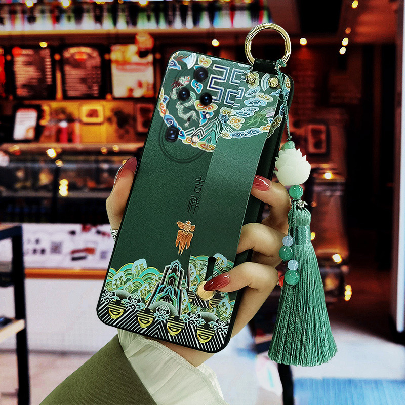 适用华为Pura70手机壳民族风p70pro/P60腕带可支架P50磨砂软P40斜跨P30新款畅享80/畅享70/Hi畅享80Pro麦芒30