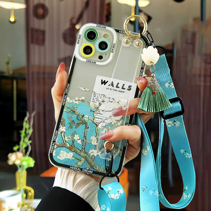 适用苹果透明软壳全包斜跨腕带