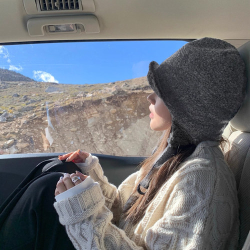 李兰迪同款羊羔毛飞行帽护耳帽女