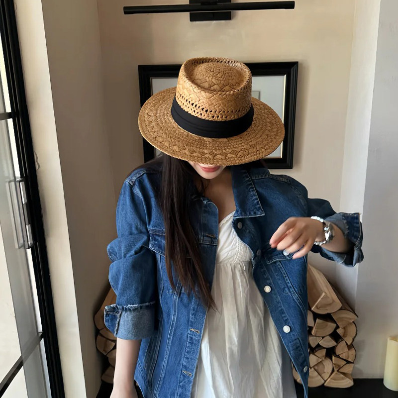 法式老钱风镂空草帽女夏防晒图片