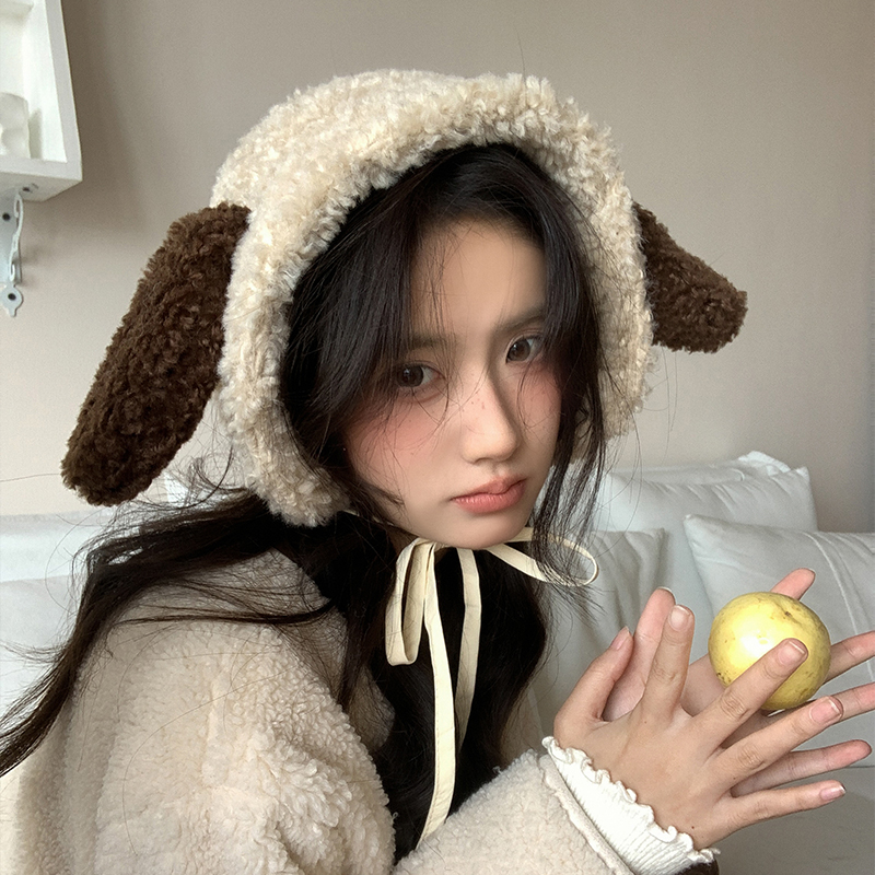 艾佳微羊羔毛耳罩女秋冬