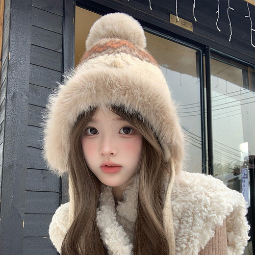 费尔岛加厚毛绒雷锋帽女秋冬季保