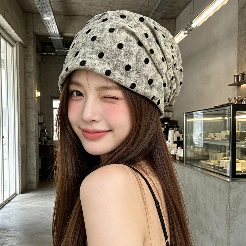 韩系波点堆堆帽女夏薄款显脸小图片