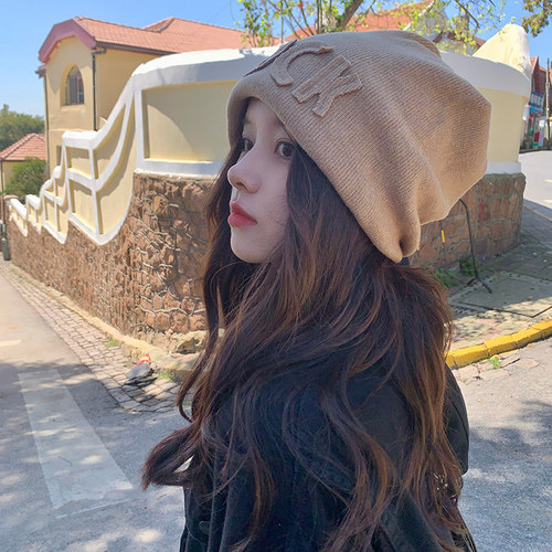 大头围针织堆堆帽女秋冬保暖