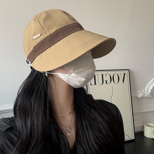 2025宽檐鸭舌渔夫帽子女夏季 百搭素颜大头围遮阳防晒帽 显脸小韩版