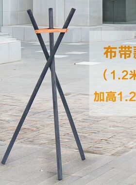 加高布带实木花架子支撑架三脚架开业花篮木质三角支架黑色花架托