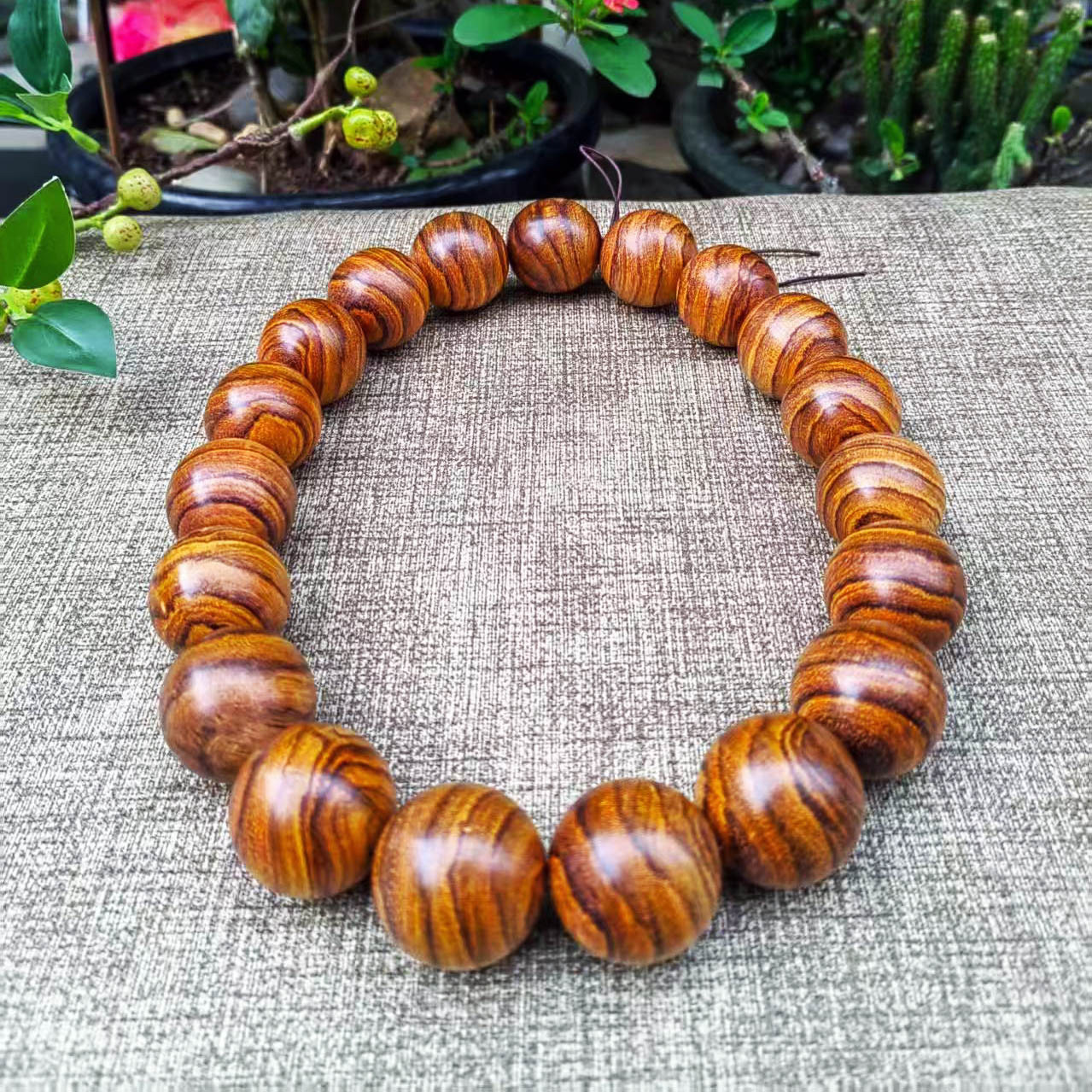 越南黄花梨串珠降香黄檀天然红木整木佛珠手串3&times;19颗无漆无蜡