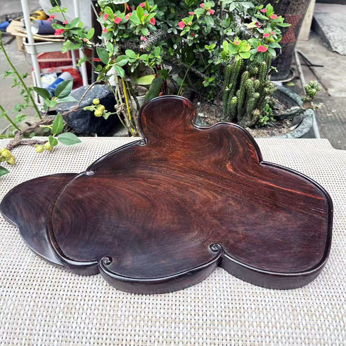 大红酸枝整木干泡台茶盘底座交趾黄檀红木茶托摆件工艺礼品收藏