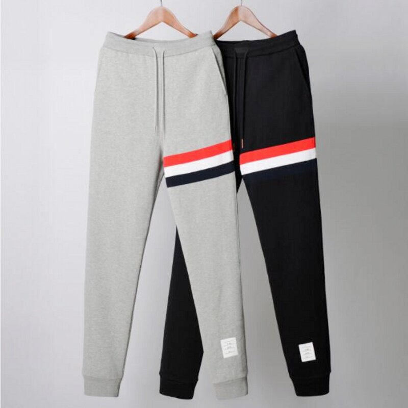 秋冬季tb卫裤休闲长裤子男修身加绒束脚纯棉运动裤女情侣装潮牌