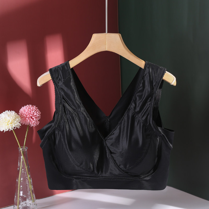 3wenxino真丝文胸无钢圈大码美背大胸显小文胸薄款缩胸防下垂200斤