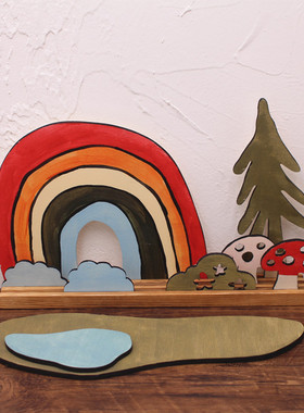 儿童场景玩具摆件搭建彩虹冰川拼