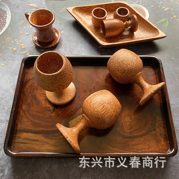 椰木酒杯实木制葡萄酒杯子椰子木