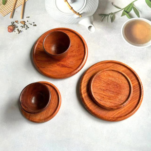 越南花梨木杯垫摆盘托盘实木圆形家用餐饮具桌面隔热防烫食品托盘