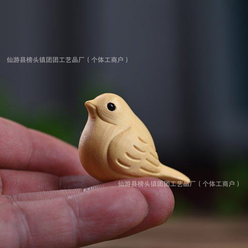 黄杨木可爱木质小喜鹊创意