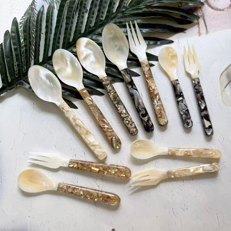 碎花柄贝壳勺16厘米珍珠蚌壳调羹甜品点心叉勺套装高档精致餐具,特色手工艺,其他特色工艺品,淘宝优惠券,粉丝福利购,淘宝优惠卷