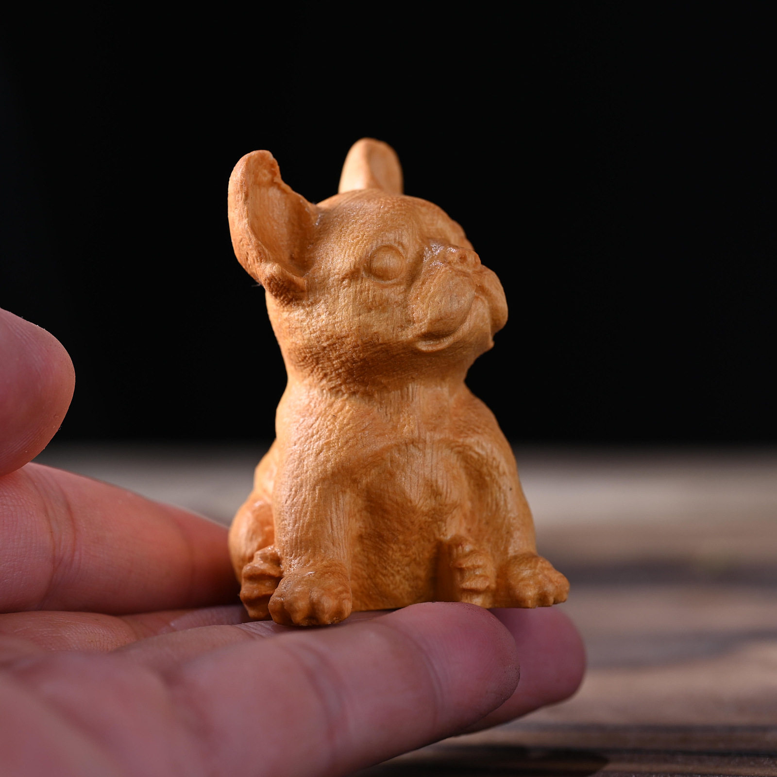 崖柏木雕刻宠物狗法斗犬茶宠