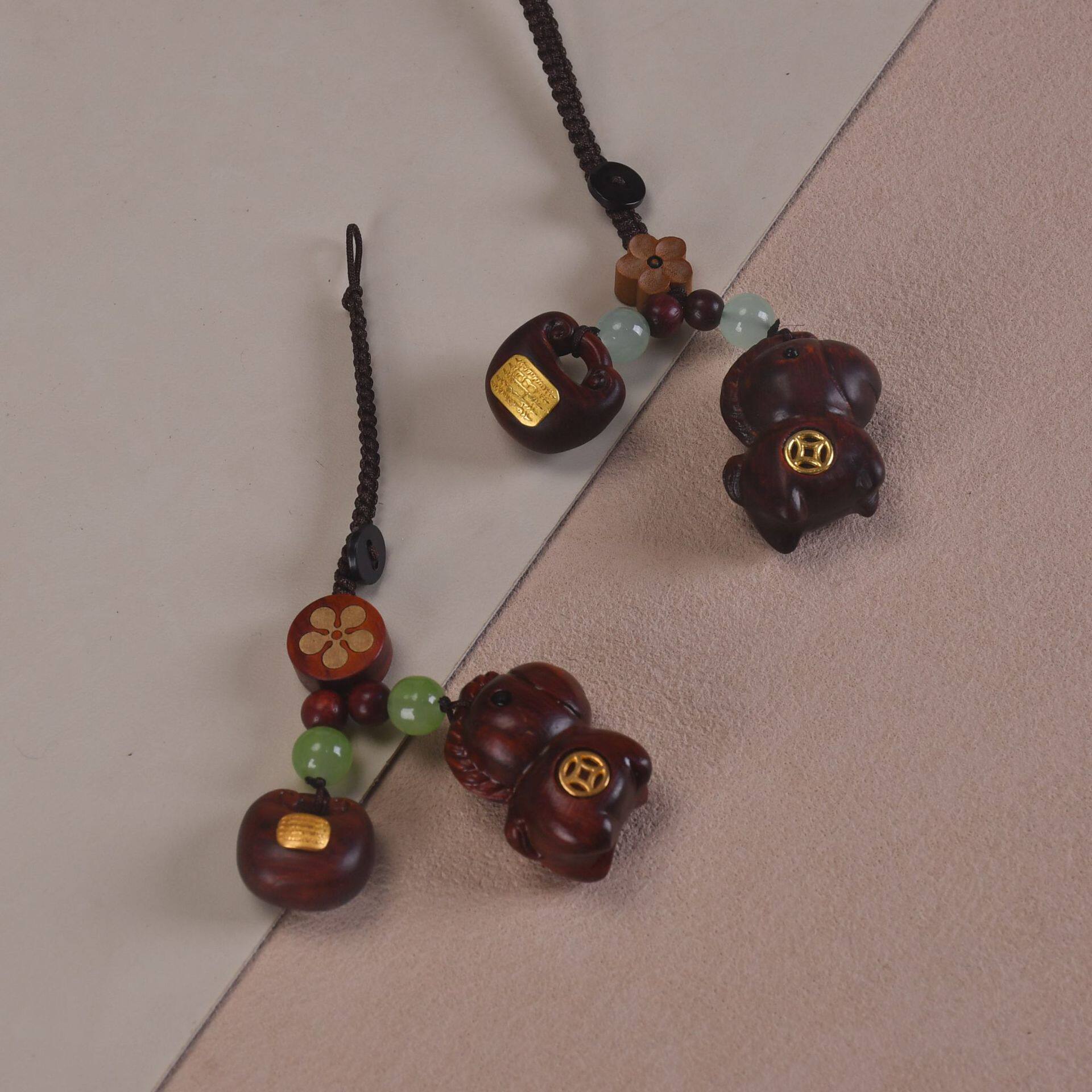 金豆款马上有钱花紫檀木马钥匙扣生肖小马高档车钥匙挂马年挂件