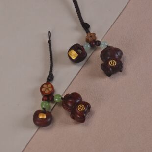 金豆款马上有钱花紫檀木马钥匙扣生肖小马高档车钥匙挂马年挂件