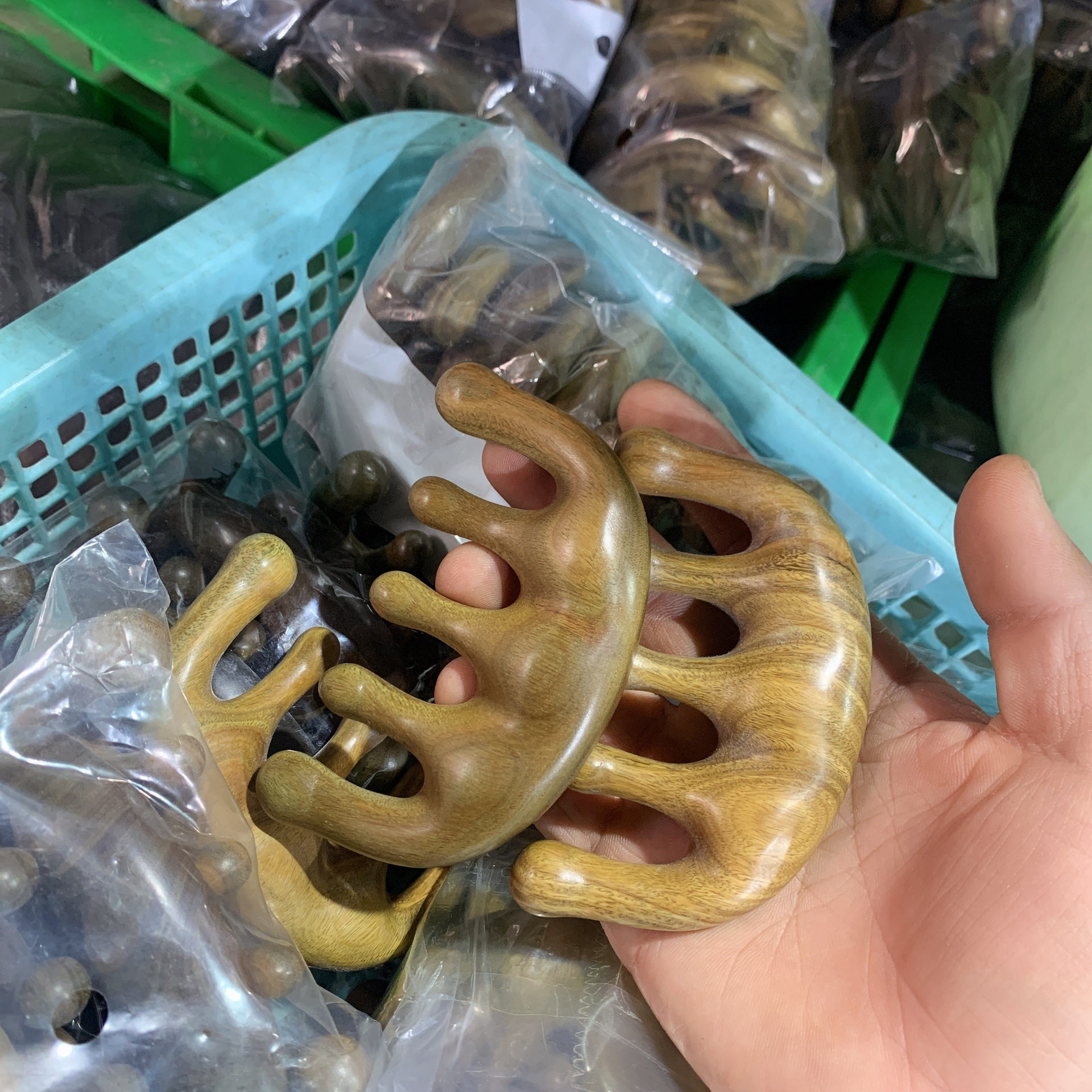 按摩梳子绿檀木按摩梳