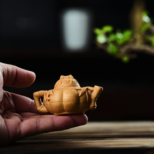 黄金檀竹节壶木质雕刻手把件南瓜把把壶家居桌面茶宠男女随身文玩