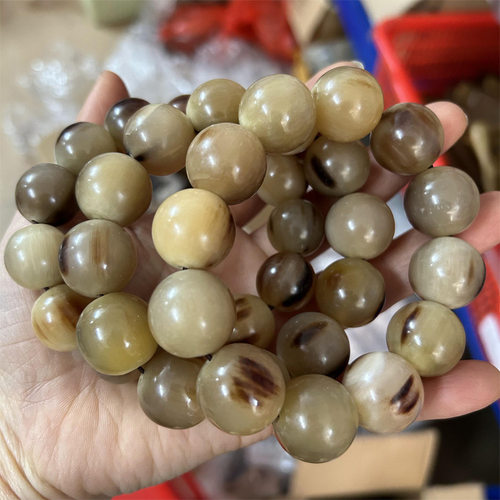 黄牛角手串珠108颗项链佛珠牛角