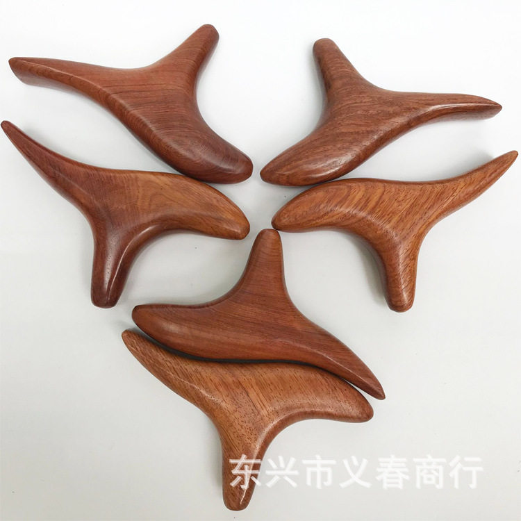 缅花三角雀按摩刮痧板红木三叉木