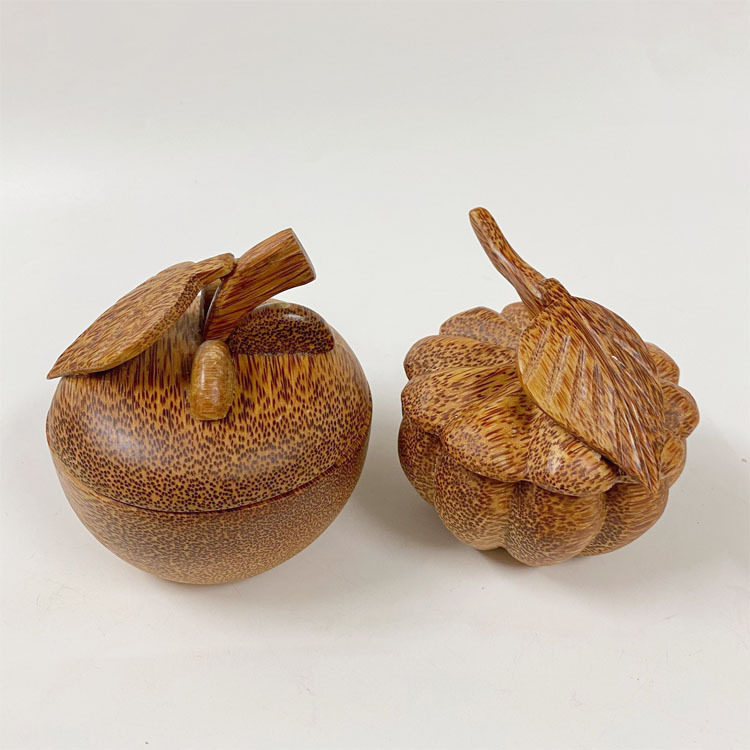 椰木南瓜型储物罐烟灰缸收纳盒木