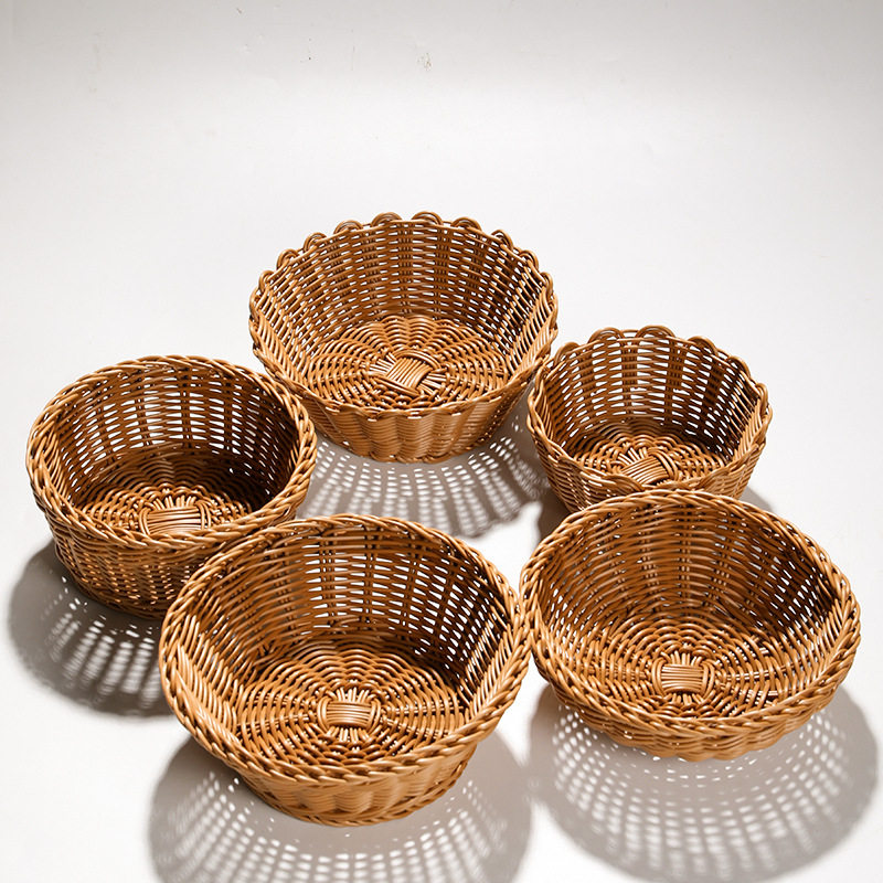 仿藤编小果盘编织收纳篮创意KTV餐厅小吃点心篮仿藤编薯条篮简约