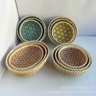 手工竹编篮竹簸箕家用竹编馒头筐水果竹篮农家竹制品收纳篮馒头筐
