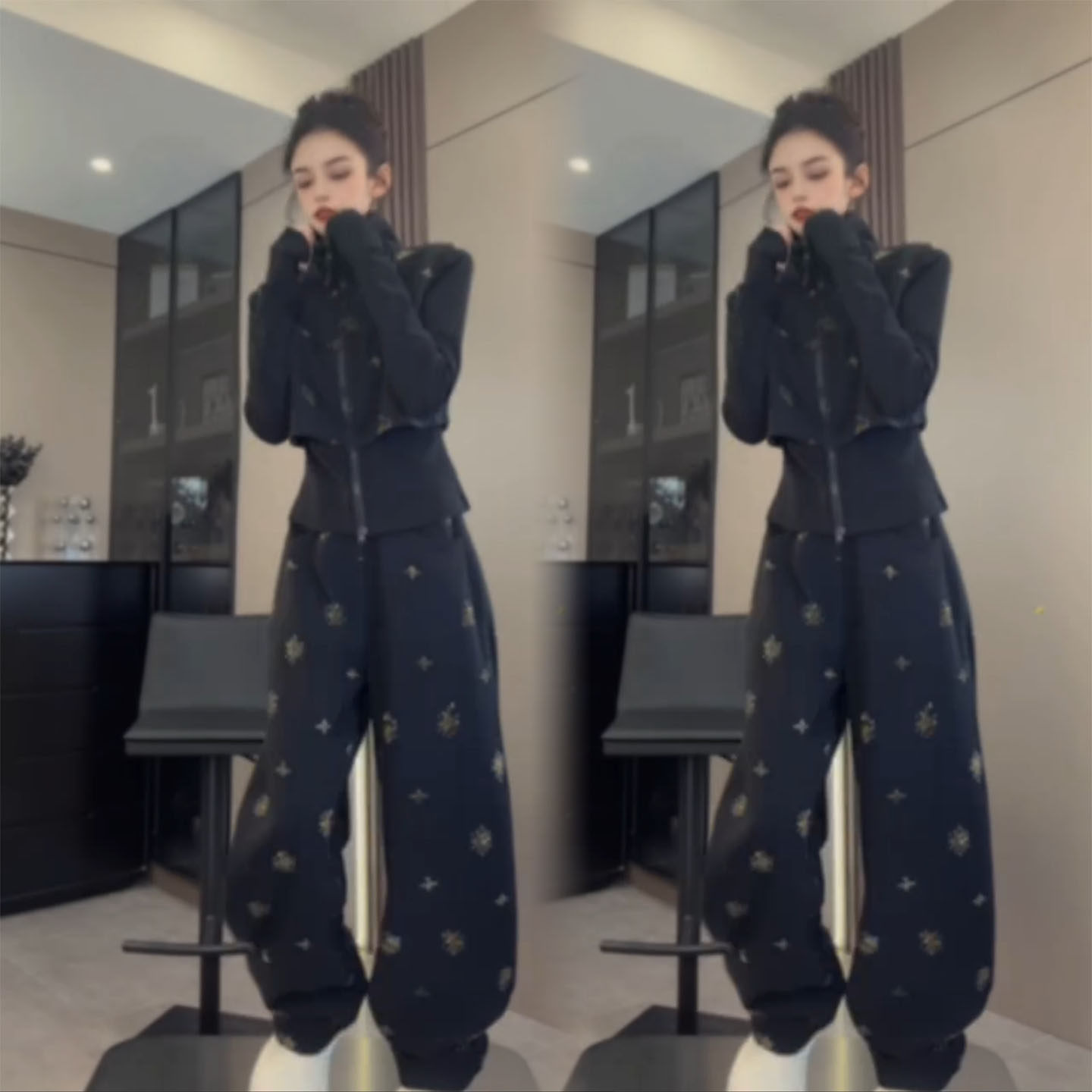 百搭气质时尚高级感洋气两件套女秋冬季新款假两件上衣裤子套装潮,女装/女士精品,时尚套装,淘宝优惠券,粉丝福利购,淘宝优惠卷