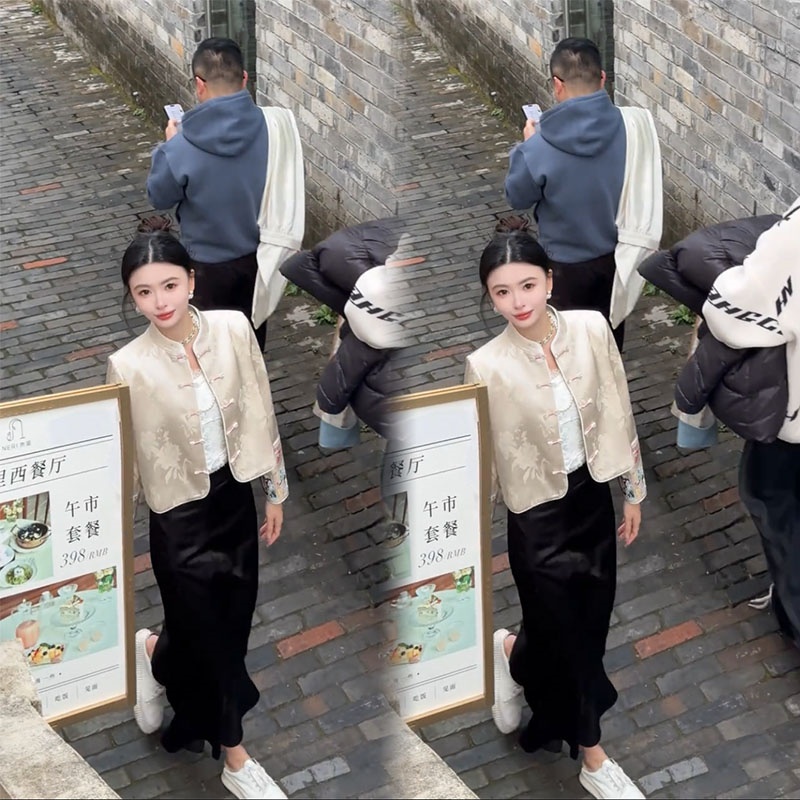 新中式国风盘扣外套半身裙两件套