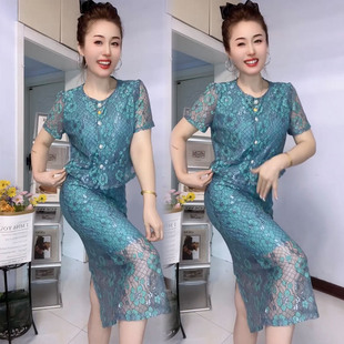 新款 套装 2025夏季 时尚 上衣高腰半身裙两件套女潮 女新中式 国风短袖
