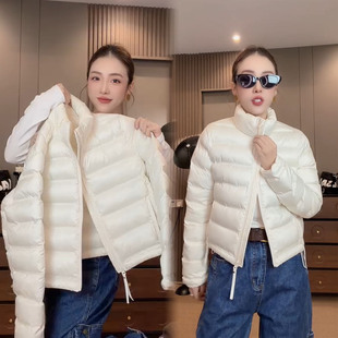 冬季新款时尚韩版短款立领棉服女气质加厚修身显瘦白色棉衣外套潮