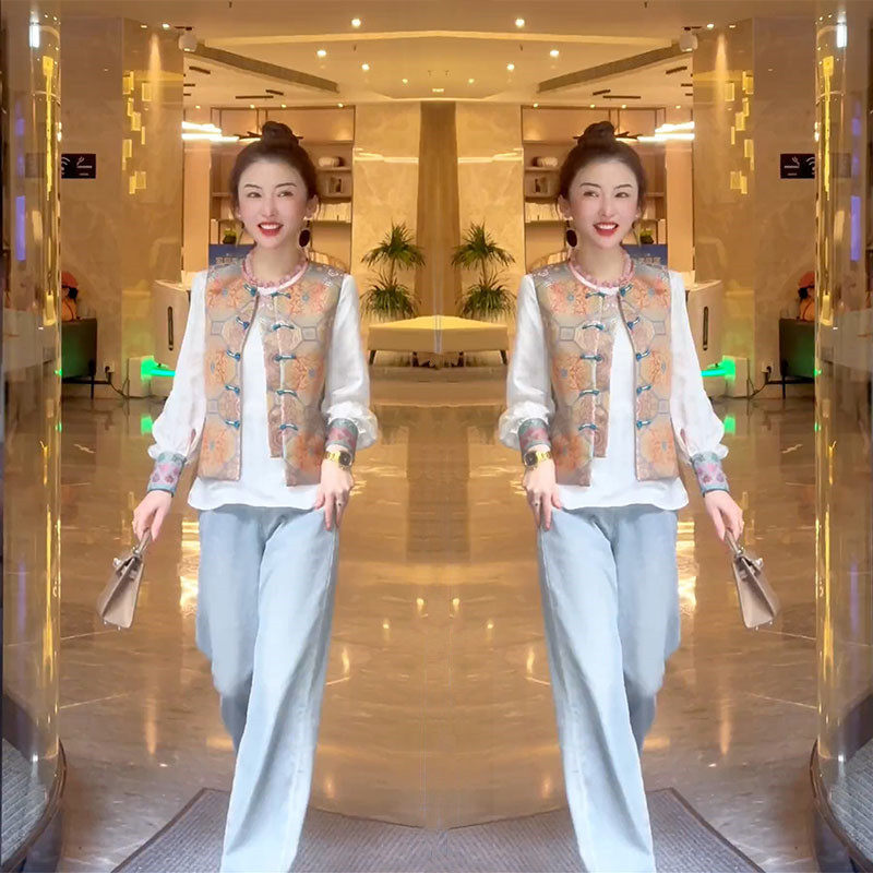 2025年新款小香风马夹宋锦新中式唐装中国风坎肩马甲背心外套女装,女装/女士精品,时尚套装,淘宝优惠券,粉丝福利购,淘宝优惠卷