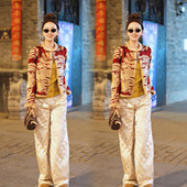 套装 高级感新中式 潮 复古唐装 外套阔腿裤 国风两件套女2025冬季 新款