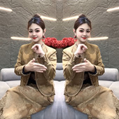 新中式 潮 子套装 高级感高端气质两件套女秋冬季 百搭显瘦宽松外套裤