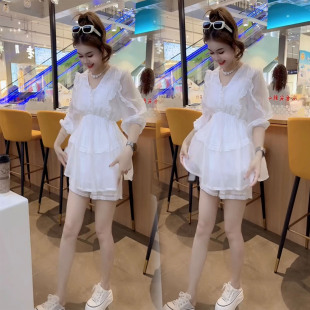 上衣短裤 网红盐系甜美减龄套装 洋气荷叶边娃娃衫 女夏季 两件套 时尚